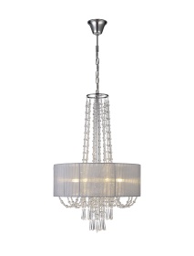 Freida Polished Chrome-Grey Crystal Ceiling Lights Diyas Shaded Crystal Fittings Freida Polished Chrome-Grey Crystal Ceiling Lights Diyas Shaded Crystal Fittings